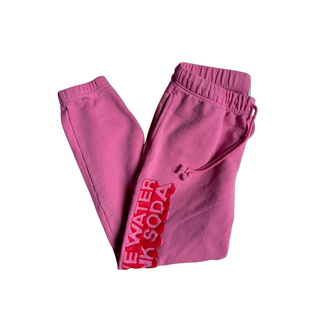 Poppi "Save Water Drink Soda" Puff Print Sweatpants (Pink) - Medium